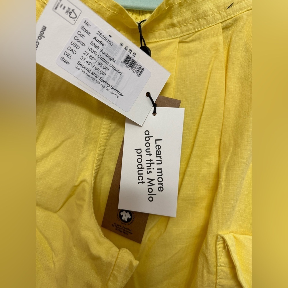 Molo Girls Yellow Cargo Pants Size 7/8 NWT Organic Cotton - Picture 5 of 9